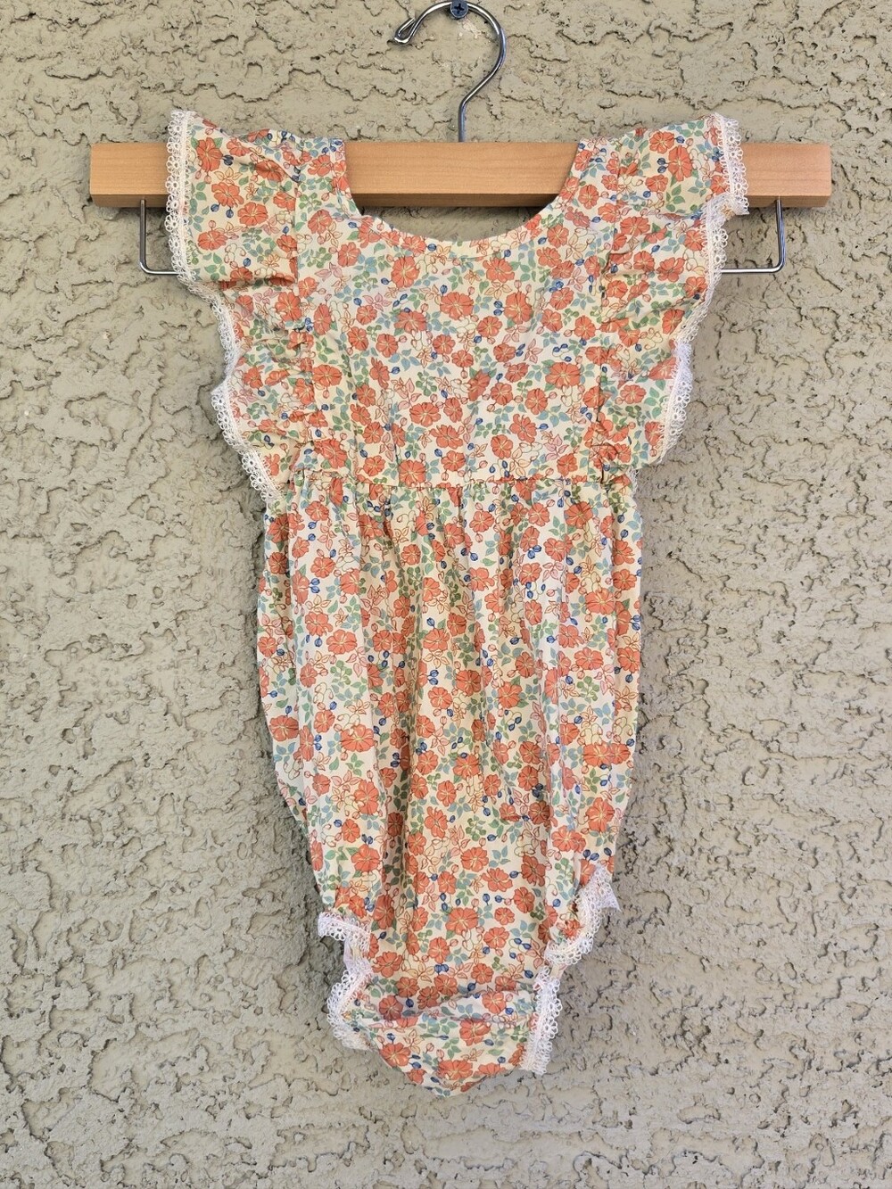 Konges Slojd Floral Lace Trim Baby Romper - Verbena